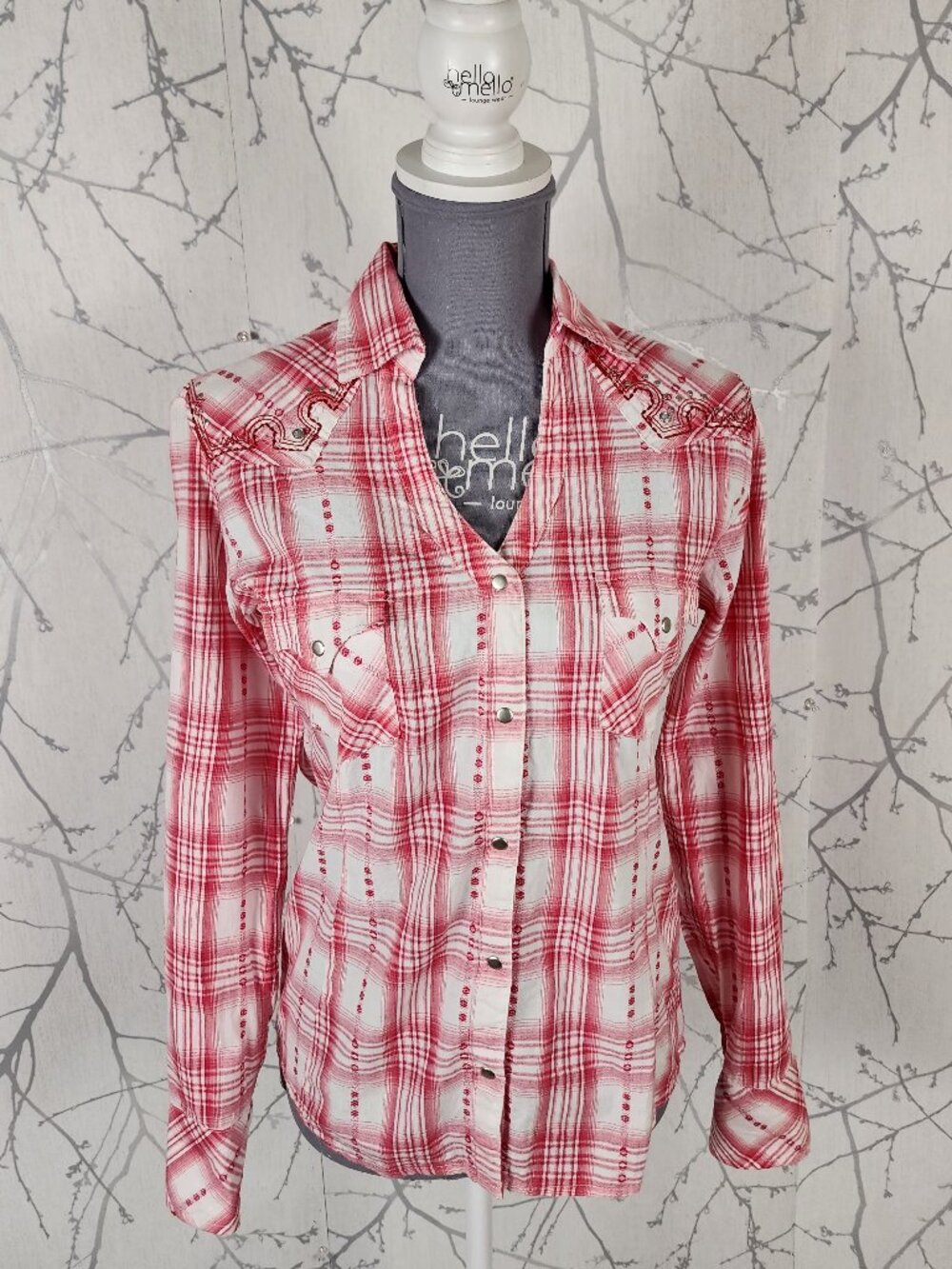 Panhandle Slim Pink Plaid Cotton Pearl Snap Western Blouse
